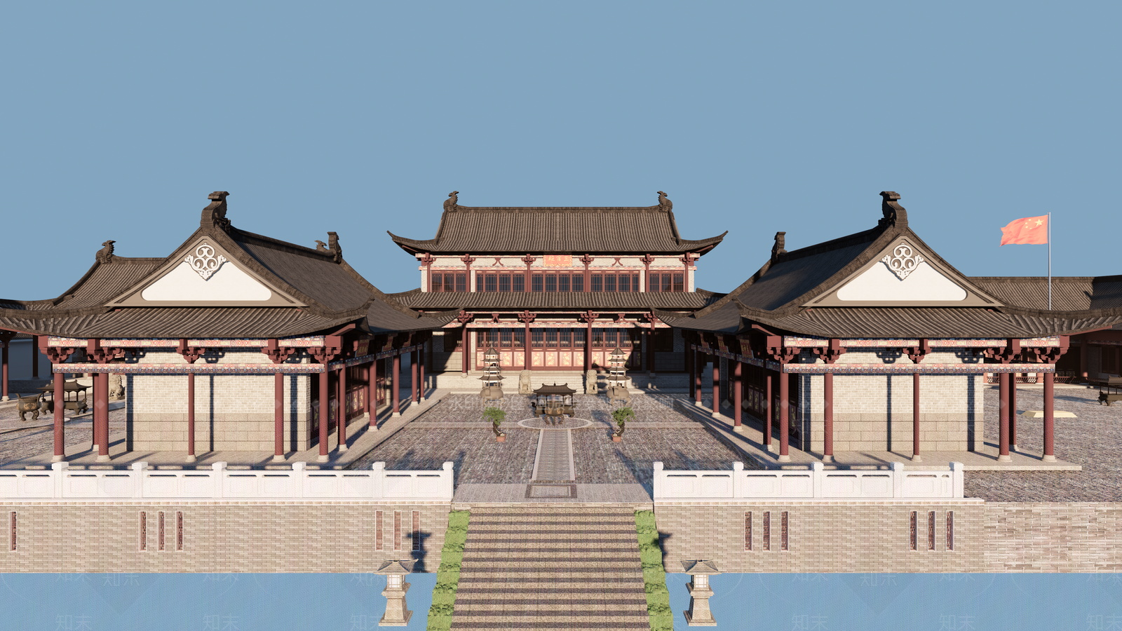 中式古建筑SU模型下载【ID:1185638368】