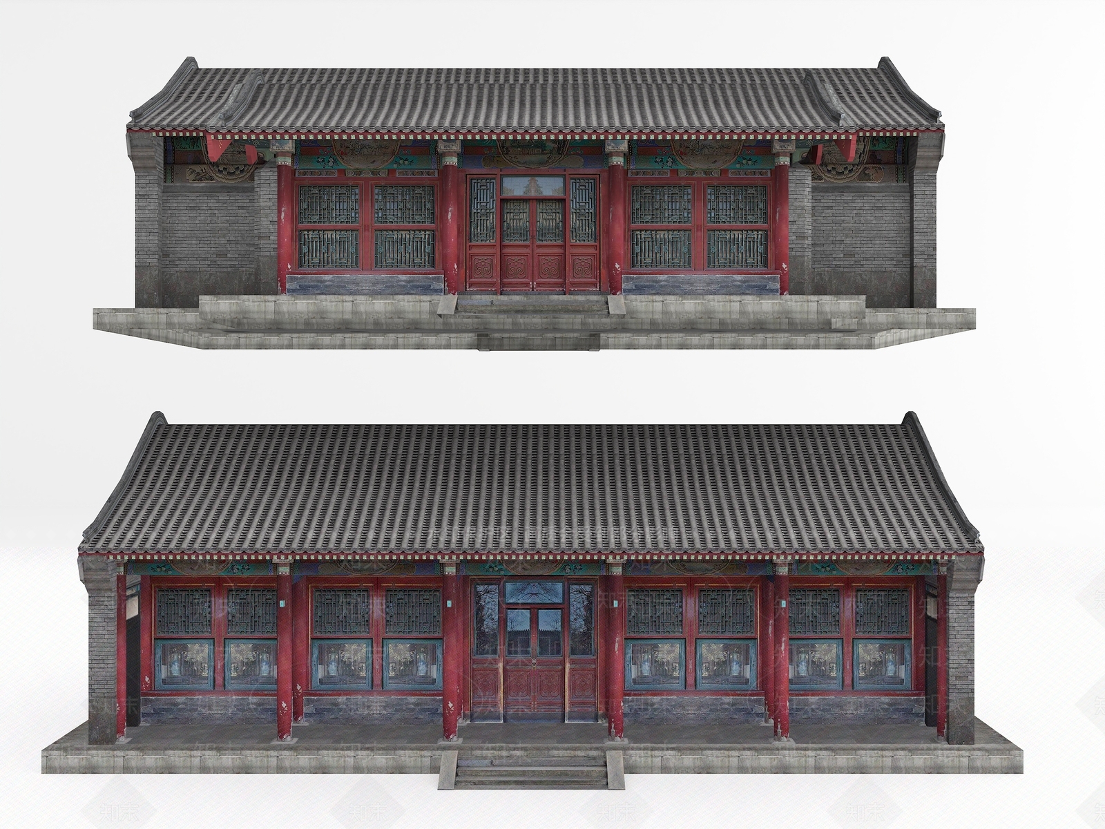 新中式中式古建筑SU模型下载【ID:1185638395】