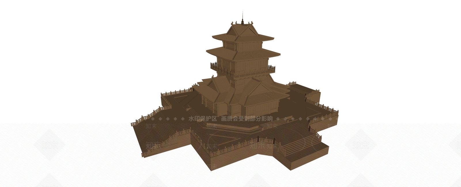 新中式中式古建筑SU模型下载【ID:1185638487】