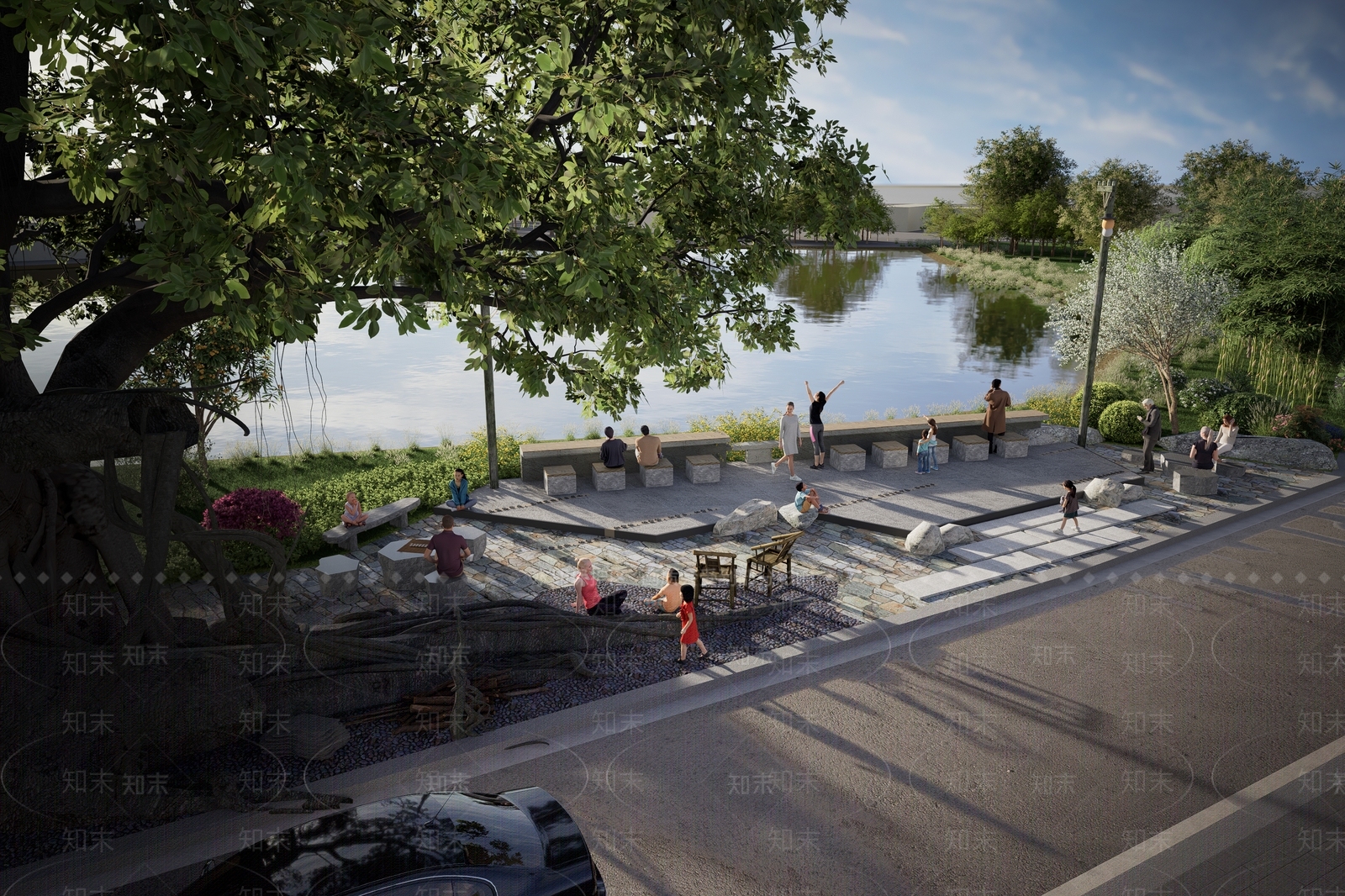 新中式现代乡村公园SU模型下载【ID:1185645514】