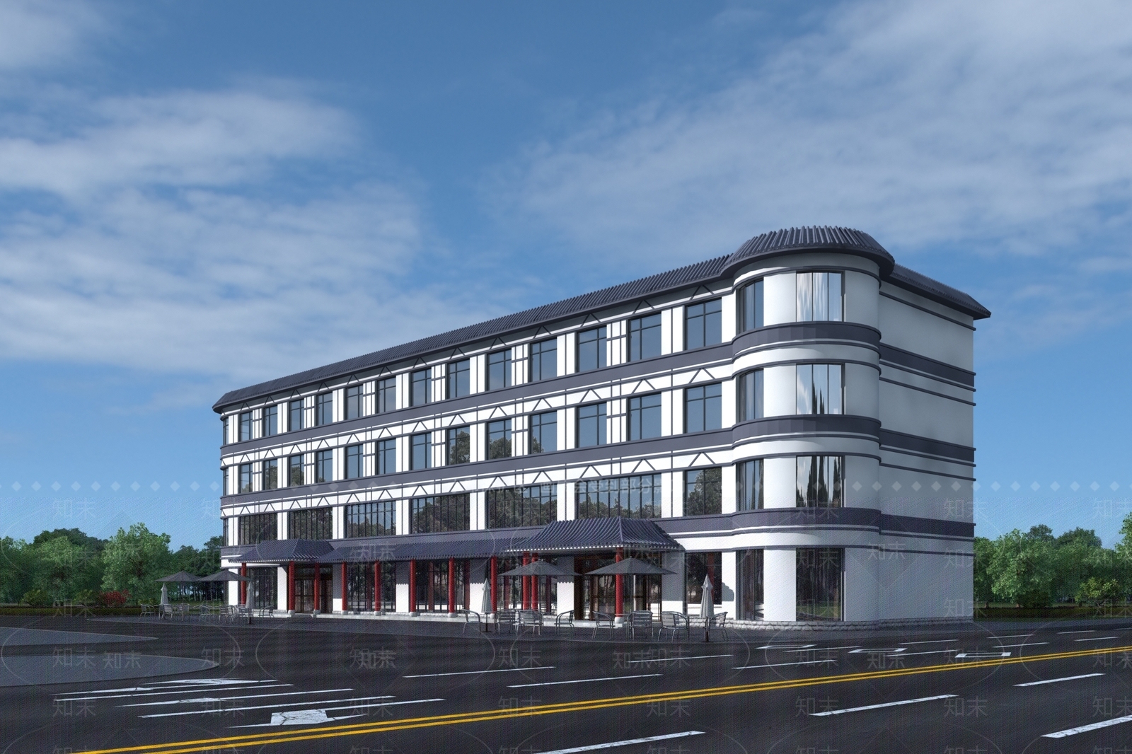 新中式现代办公楼3D模型下载【ID:1185644827】