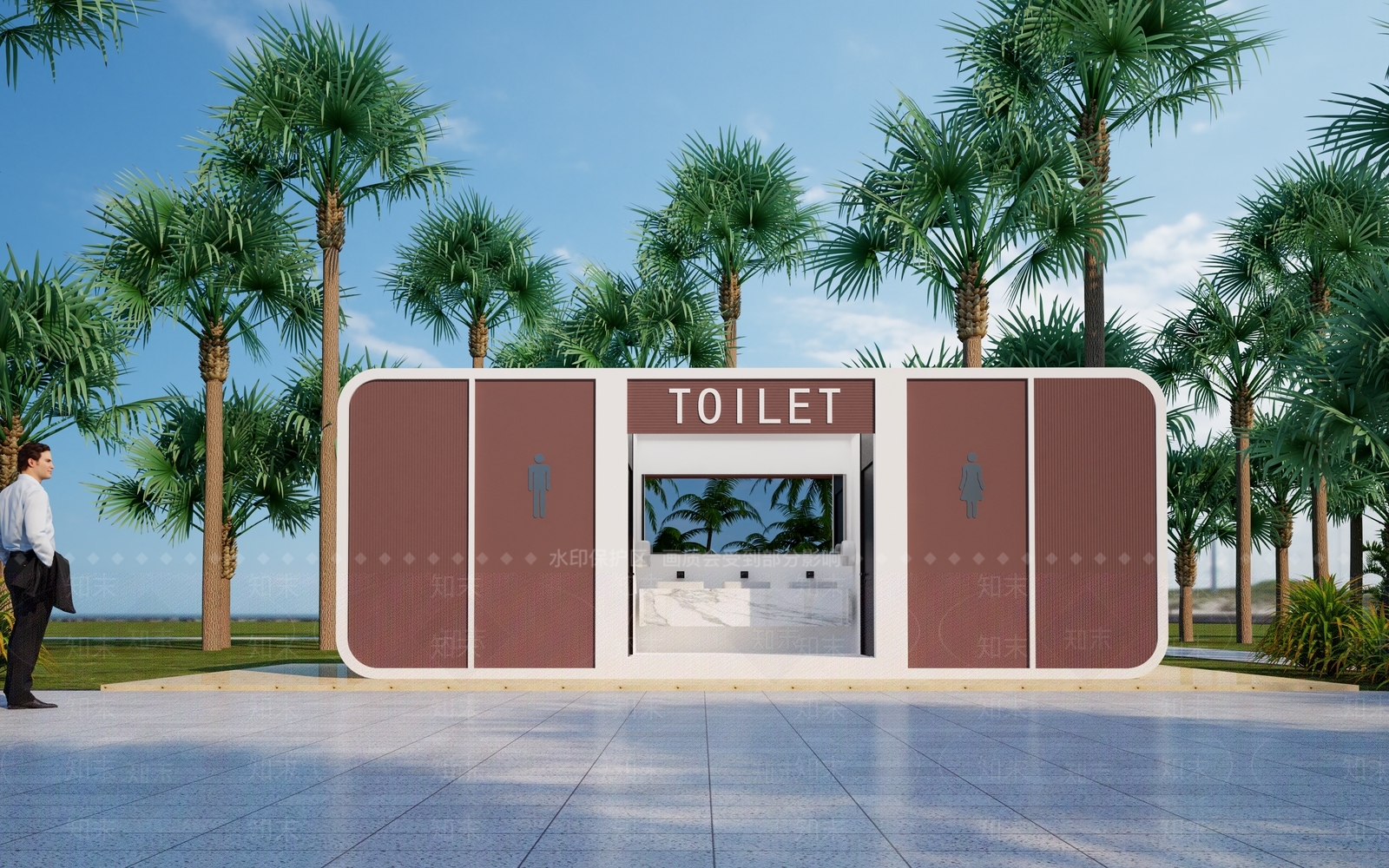 现代中式公共卫生间3D模型下载【ID:1185646749】