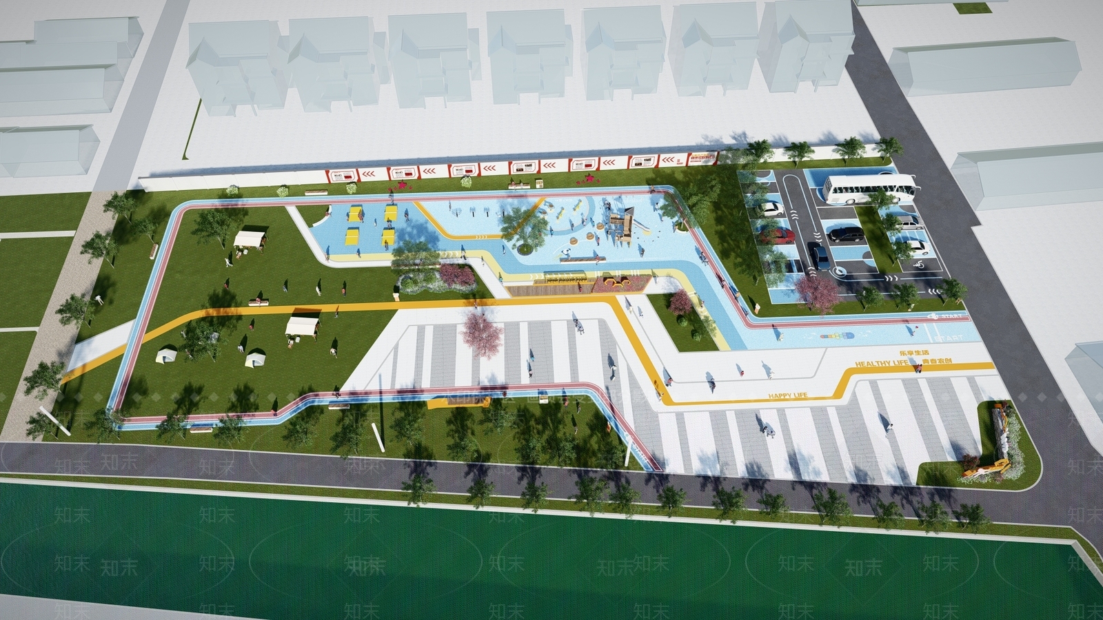 现代景观公园SU模型下载【ID:1185648167】