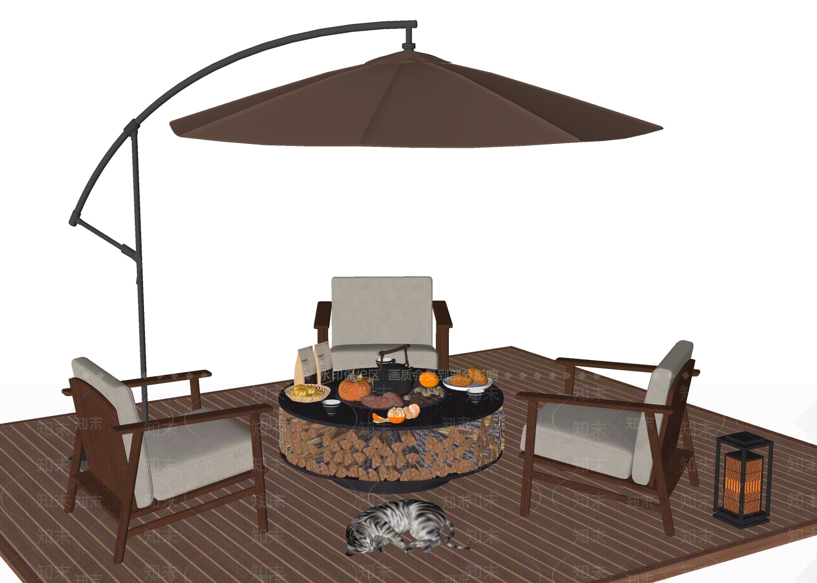 现代户外桌椅SU模型下载【ID:1185648290】
