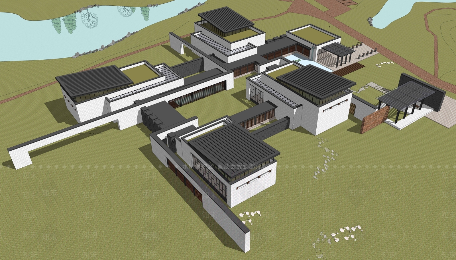 新中式小公建SU模型下载【ID:1185648573】