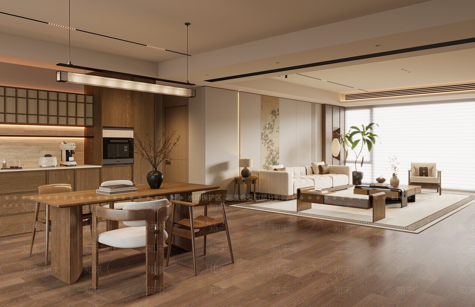 新中式中式客餐厅3D模型下载【ID:1185650168】