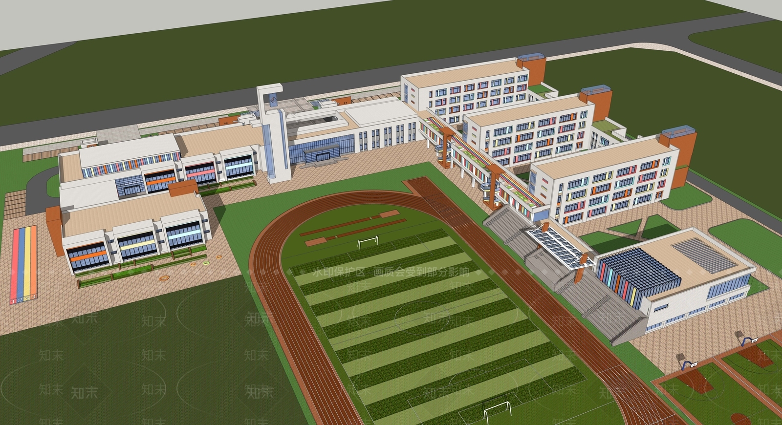 现代学校建筑SU模型下载【ID:1185650687】