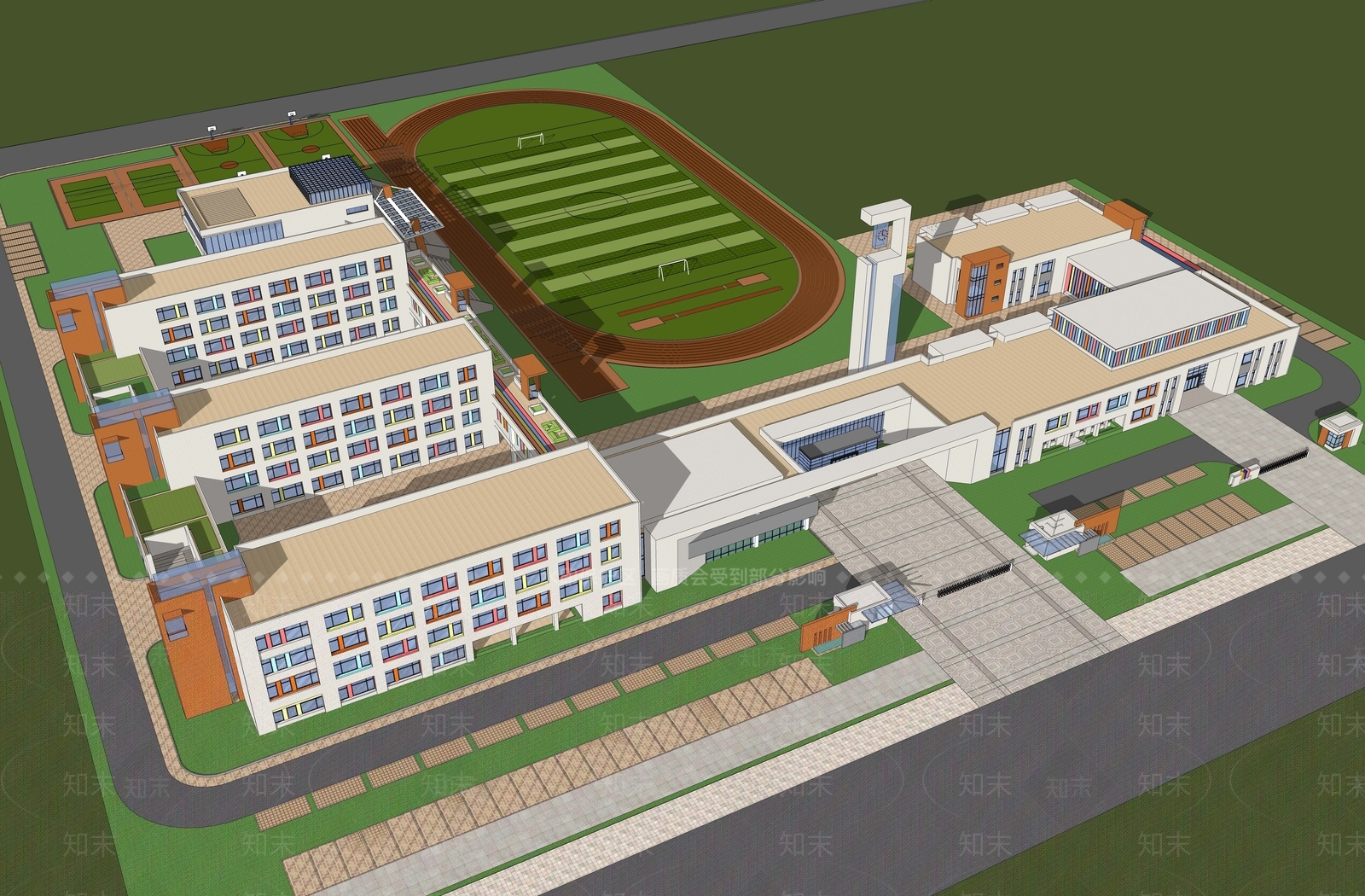 现代学校建筑SU模型下载【ID:1185650687】