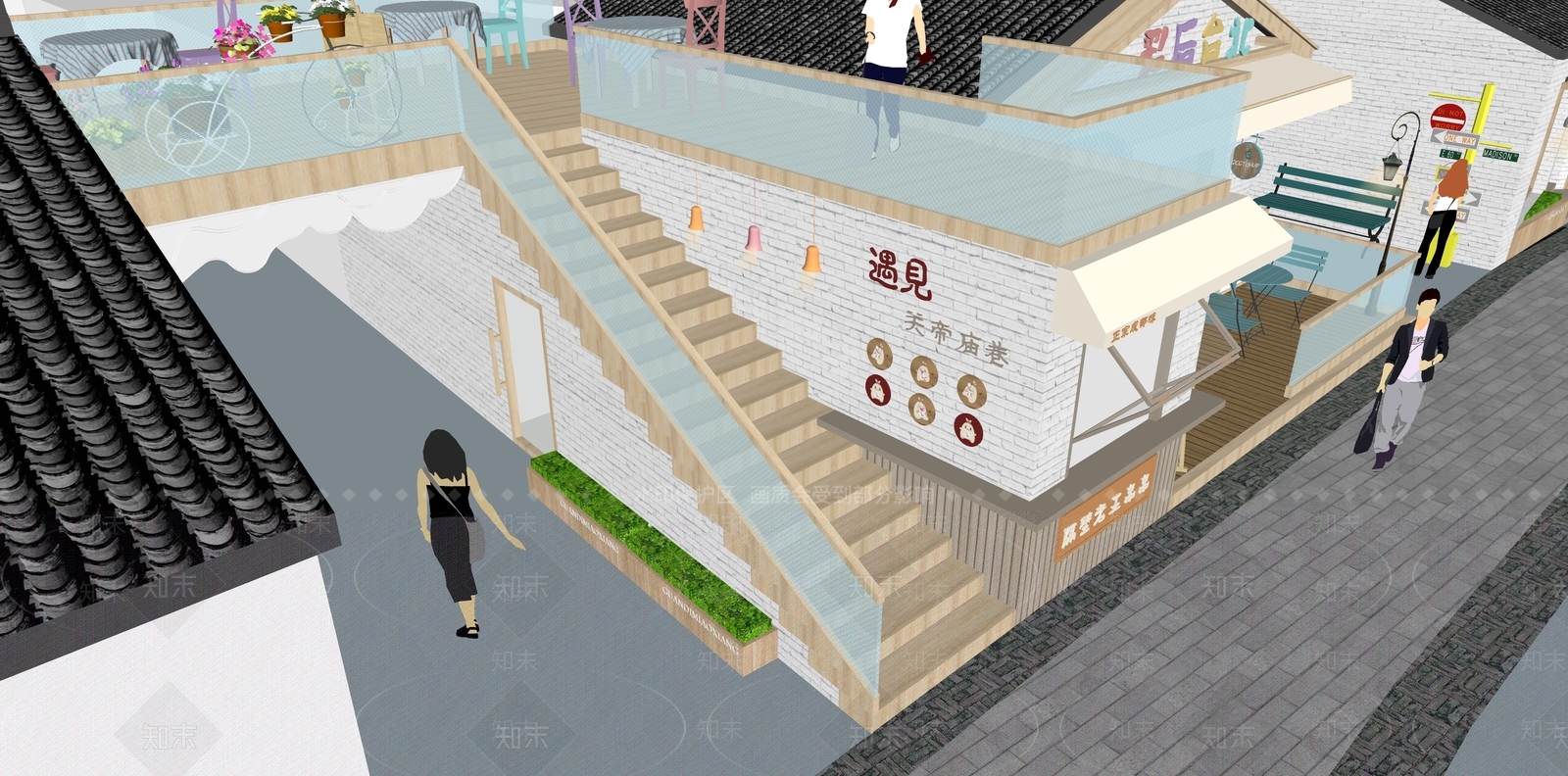 现代商业街SU模型下载【ID:1185651908】