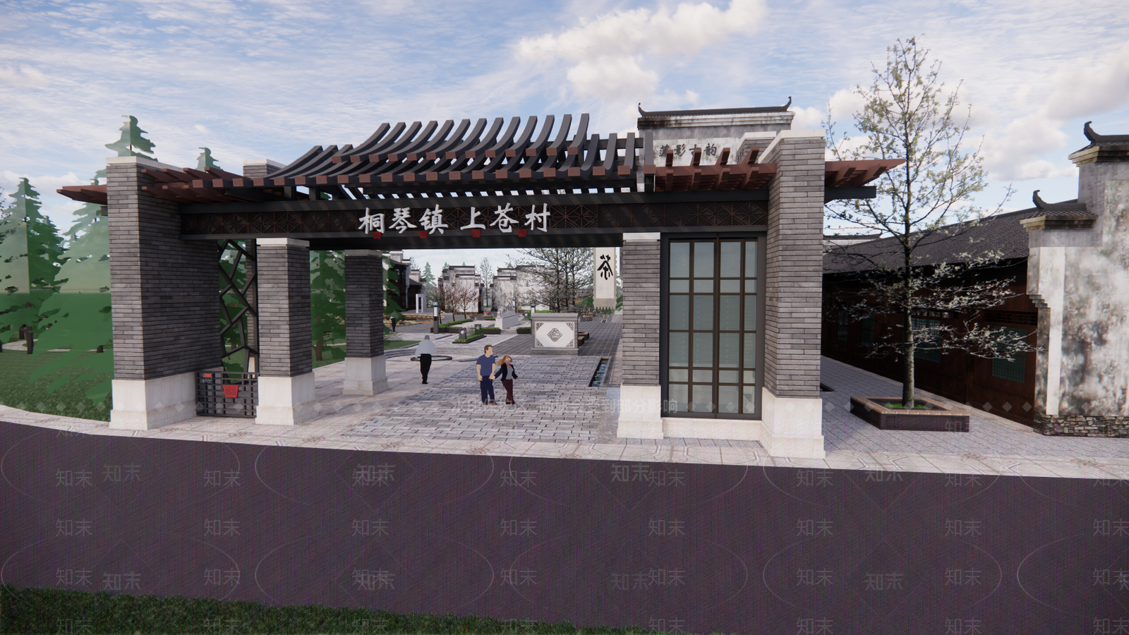 现代新中式民宿建筑SU模型下载【ID:1185652395】