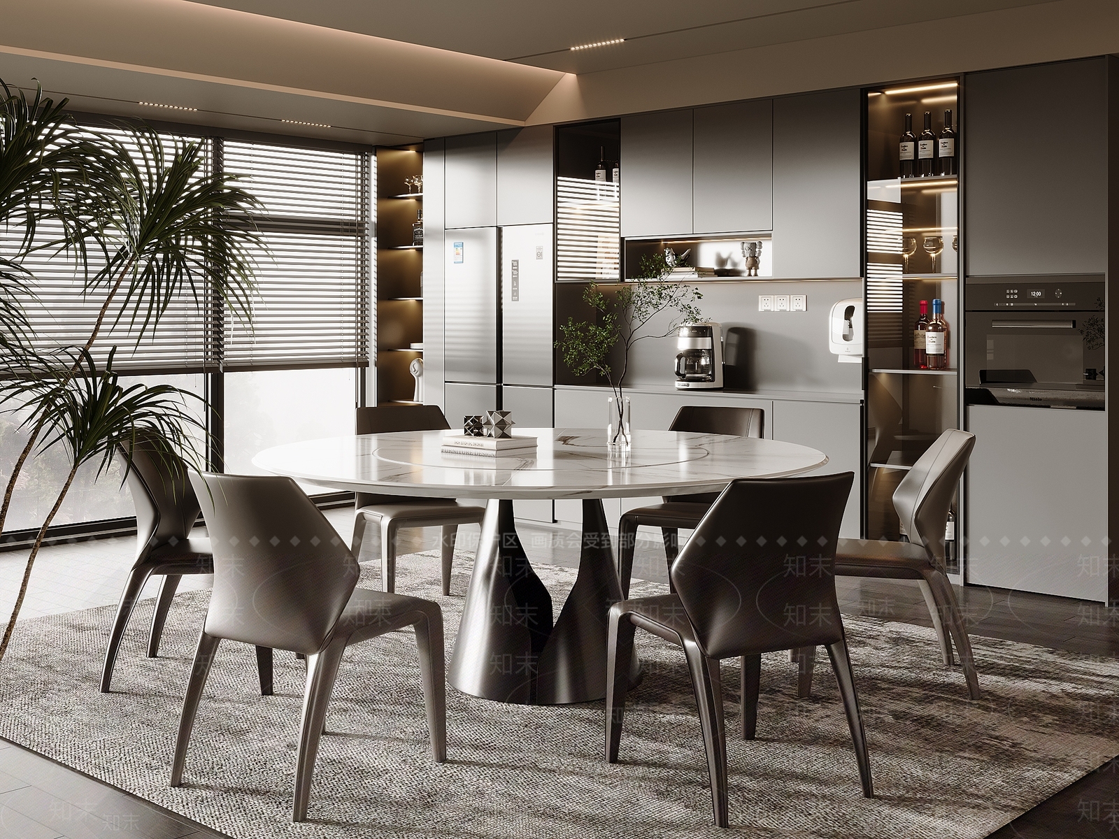 现代轻奢餐桌椅3D模型下载【ID:1185652802】