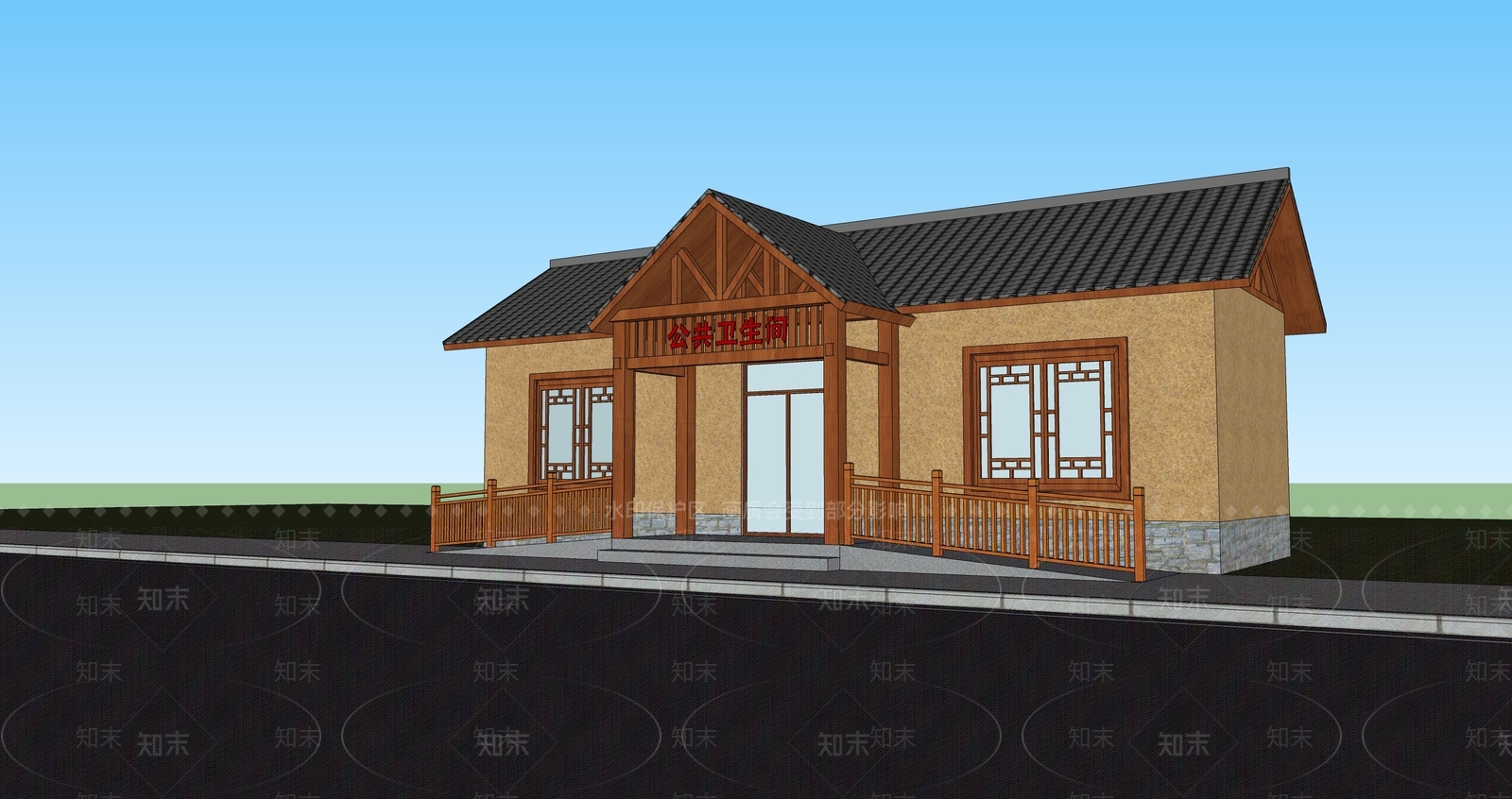 新中式中式小公建SU模型下载【ID:1185653557】