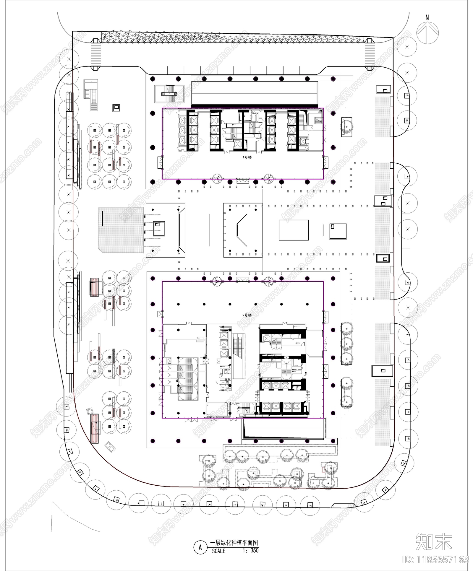 现代办公景观cad施工图下载【ID:1185657163】
