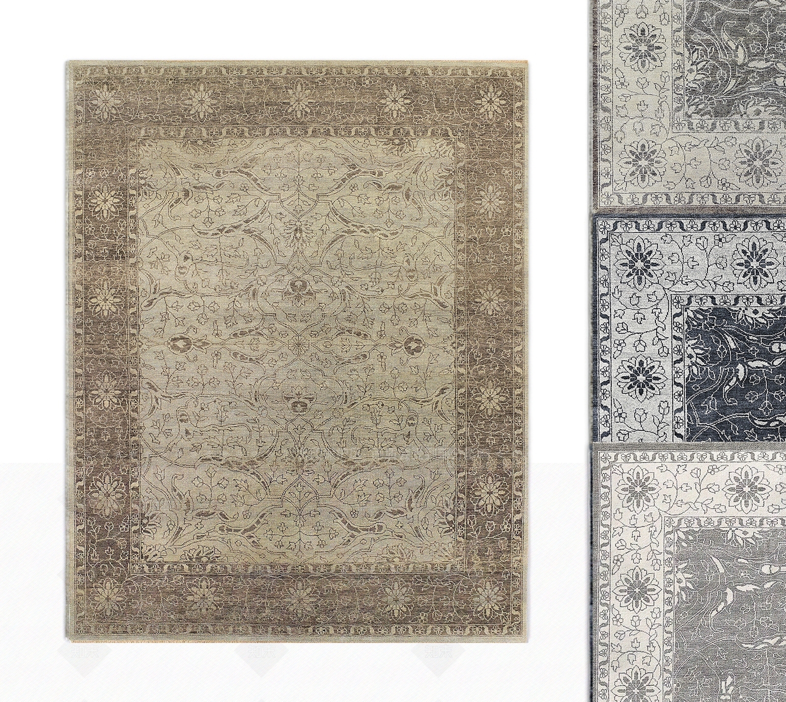 美式侘寂地毯3D模型下载【ID:1185664348】