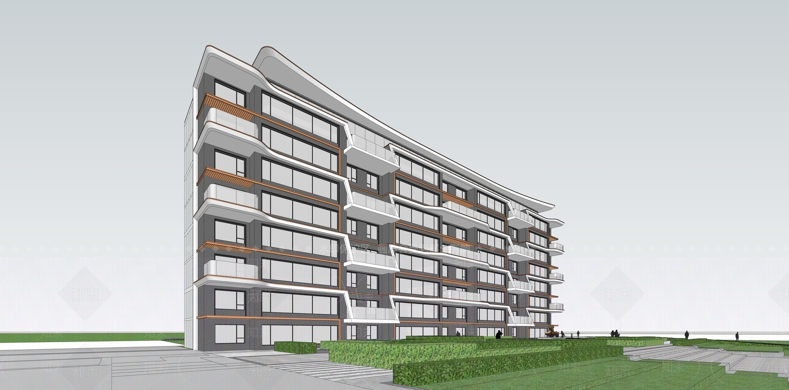 现代简约多层住宅SU模型下载【ID:1185669651】