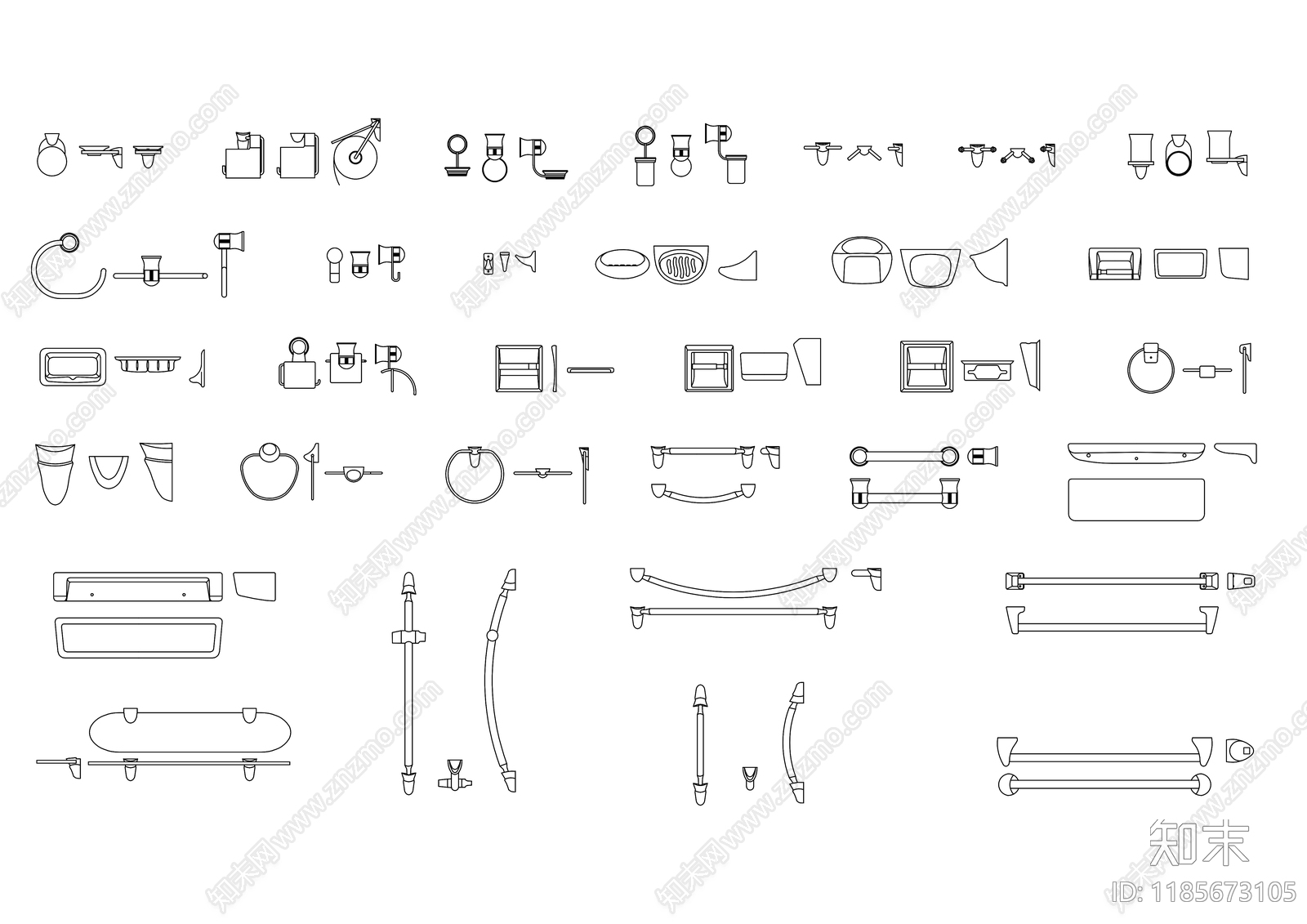 现代卫浴设施施工图下载【ID:1185673105】