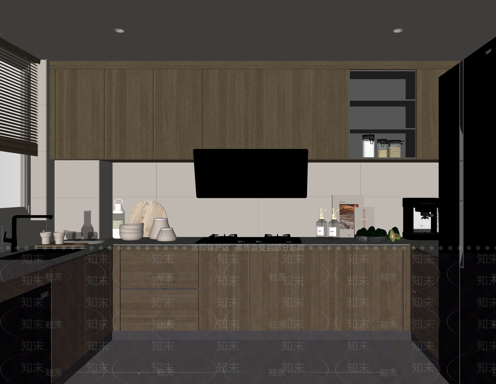 现代封闭式厨房SU模型下载【ID:1185673084】