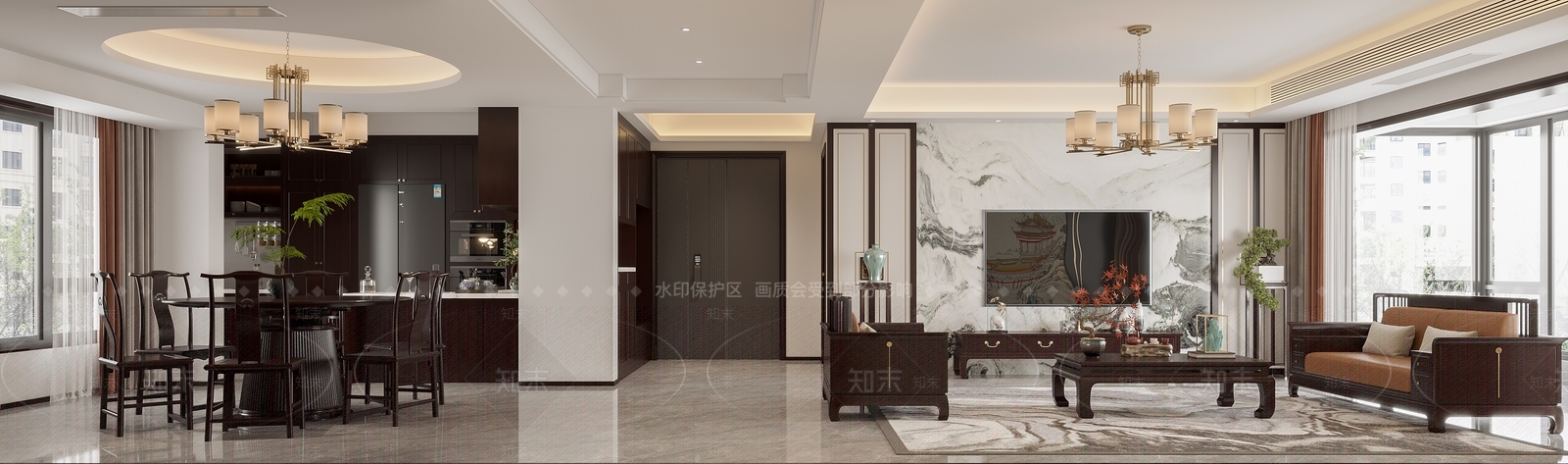 新中式封闭式厨房3D模型下载【ID:1215017078】