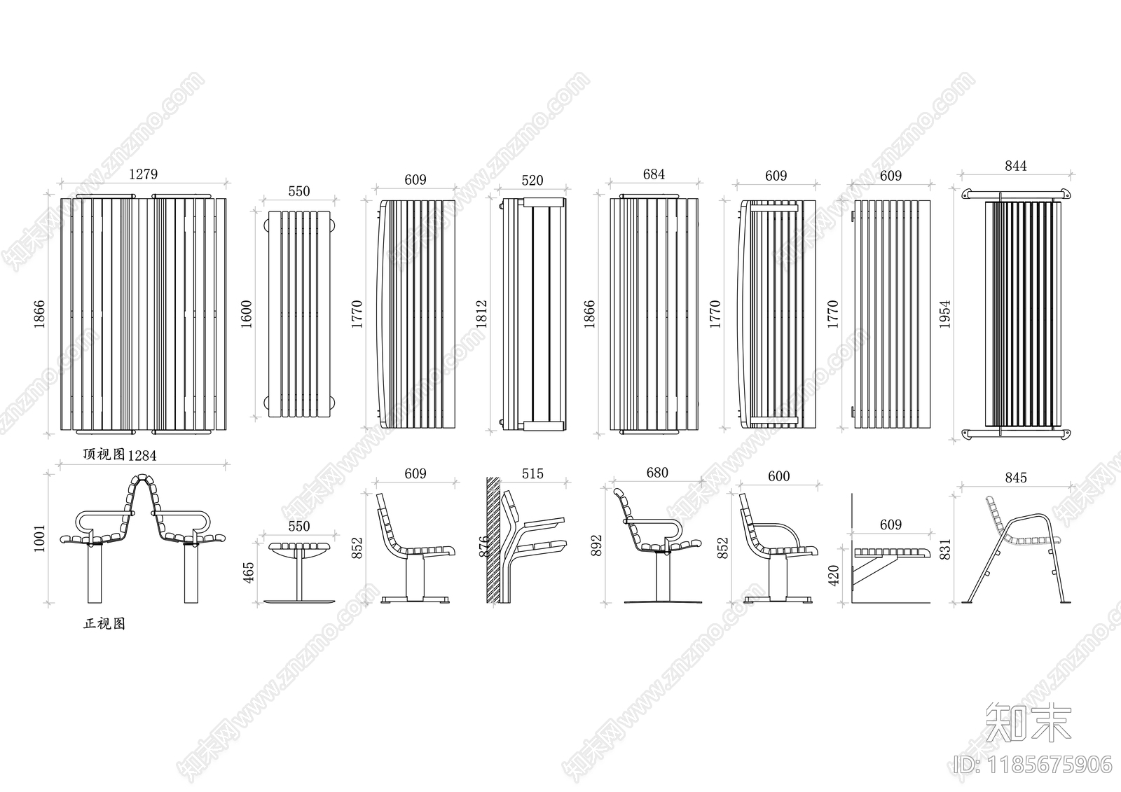 现代景观坐凳施工图下载【ID:1185675906】