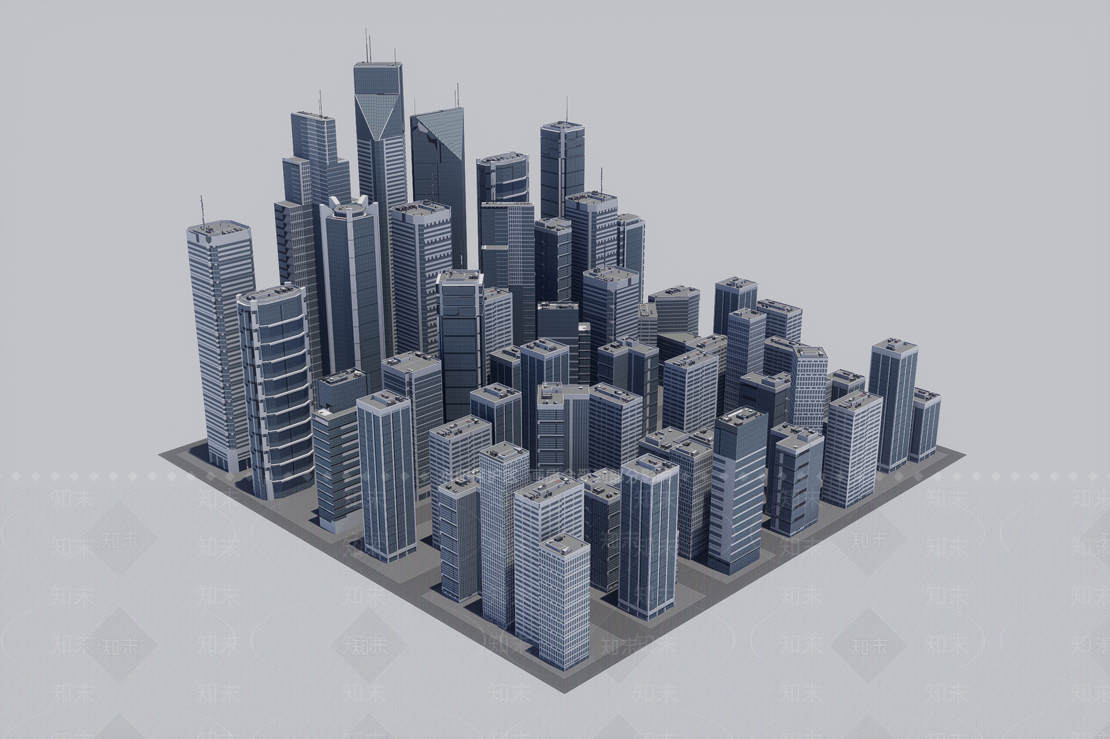 现代鸟瞰规划3D模型下载【ID:1185680766】