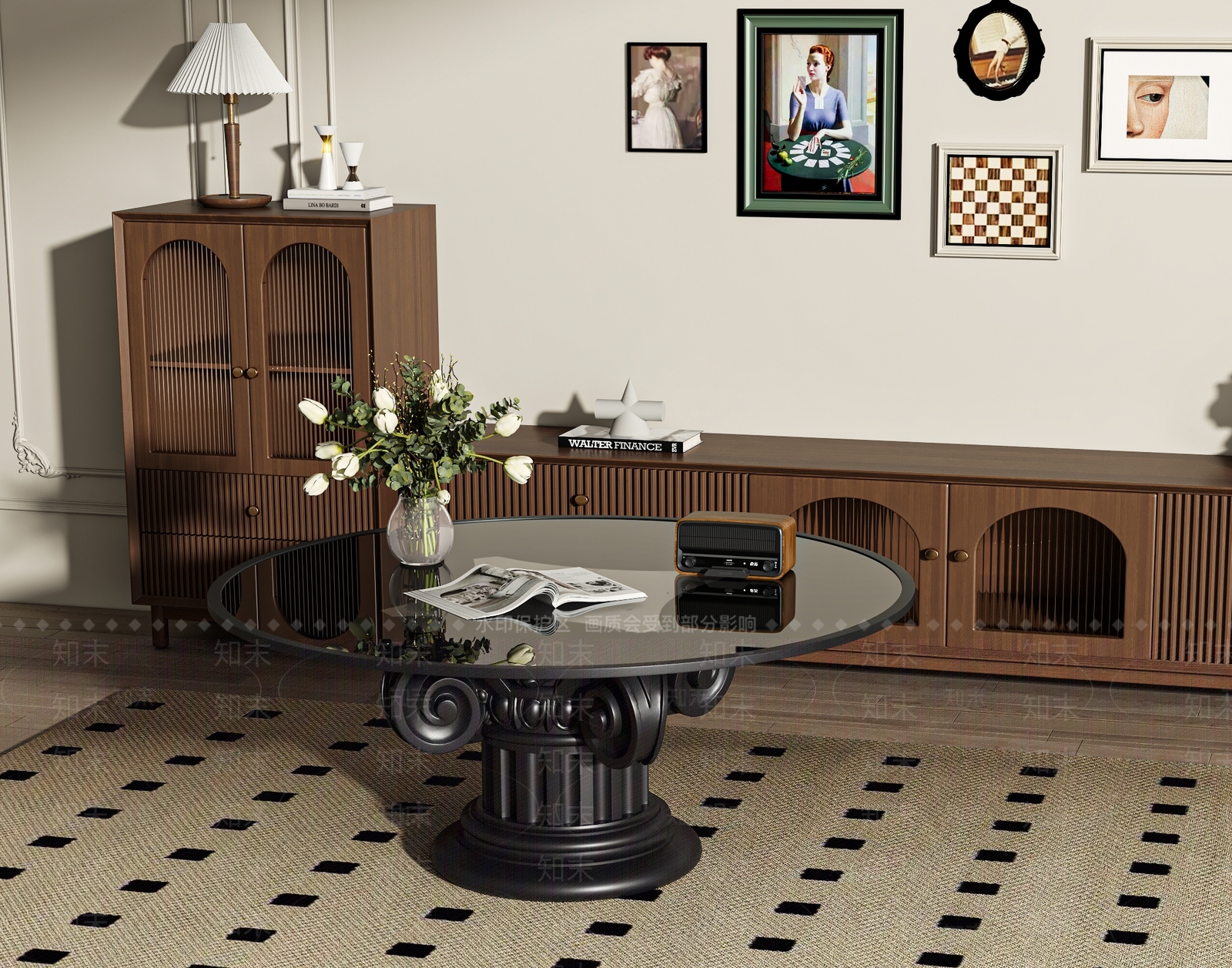 法式复古茶几3D模型下载【ID:1185681439】