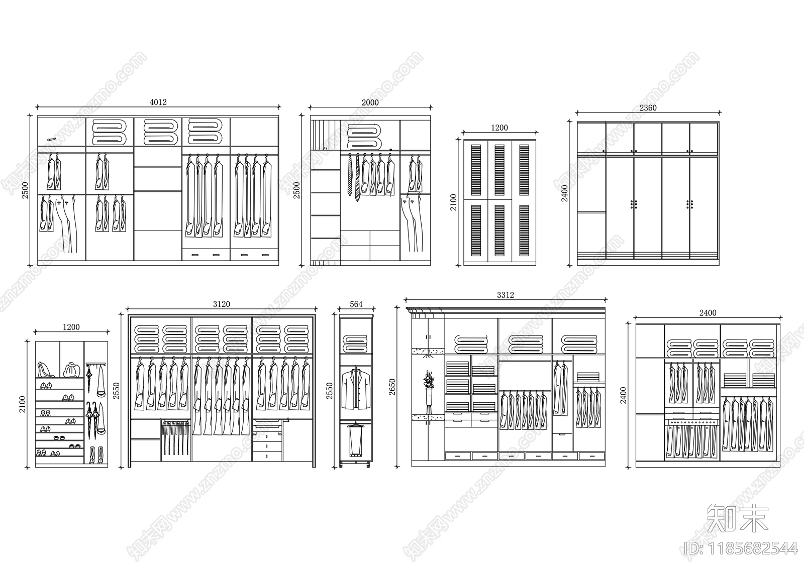 现代综合家具图库施工图下载【ID:1185682544】