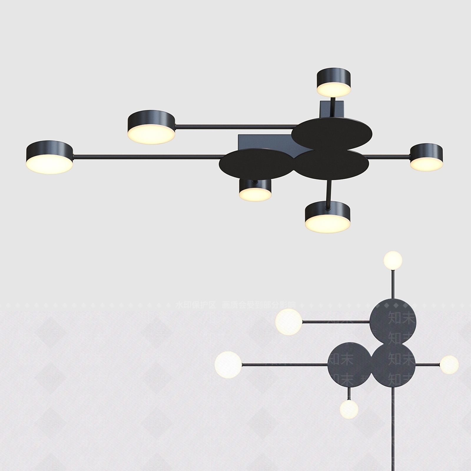 吸顶灯3D模型下载【ID:1185684936】