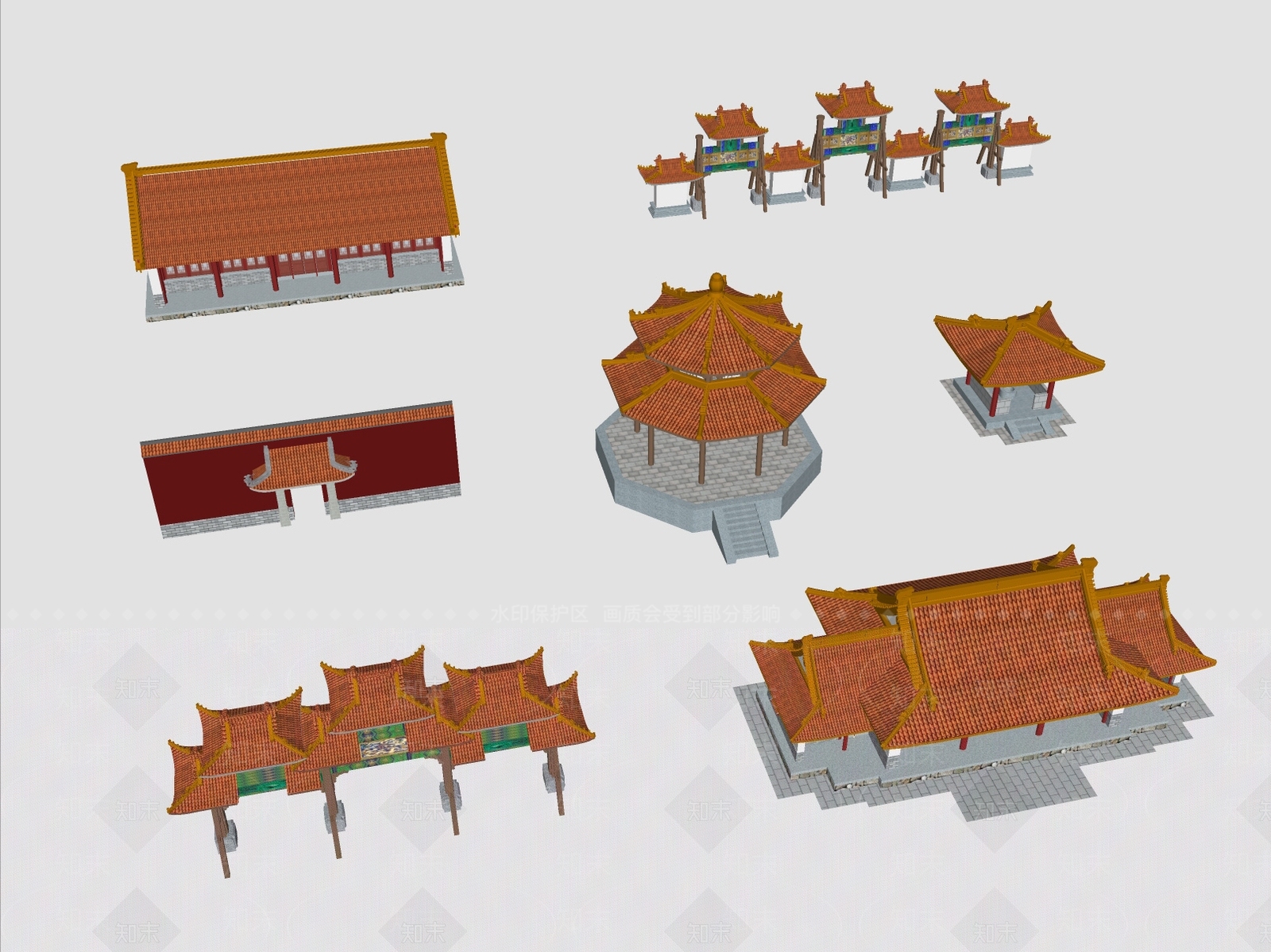 新中式中式古建筑SU模型下载【ID:1185686834】