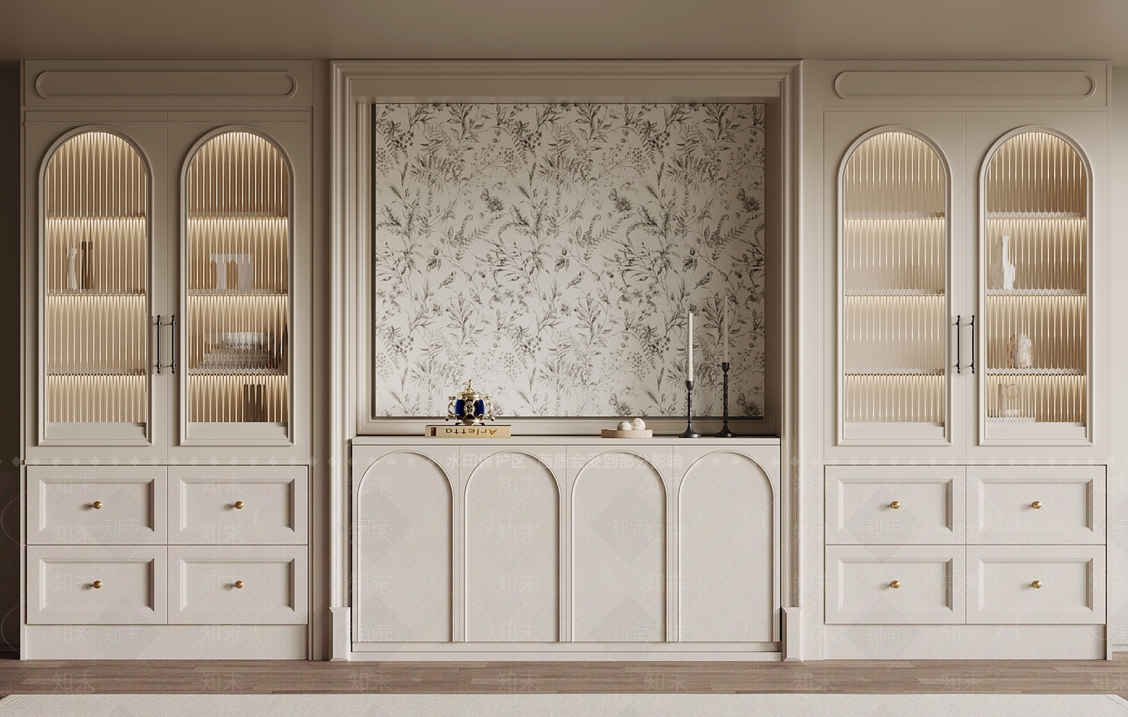 法式书柜3D模型下载【ID:1185690436】