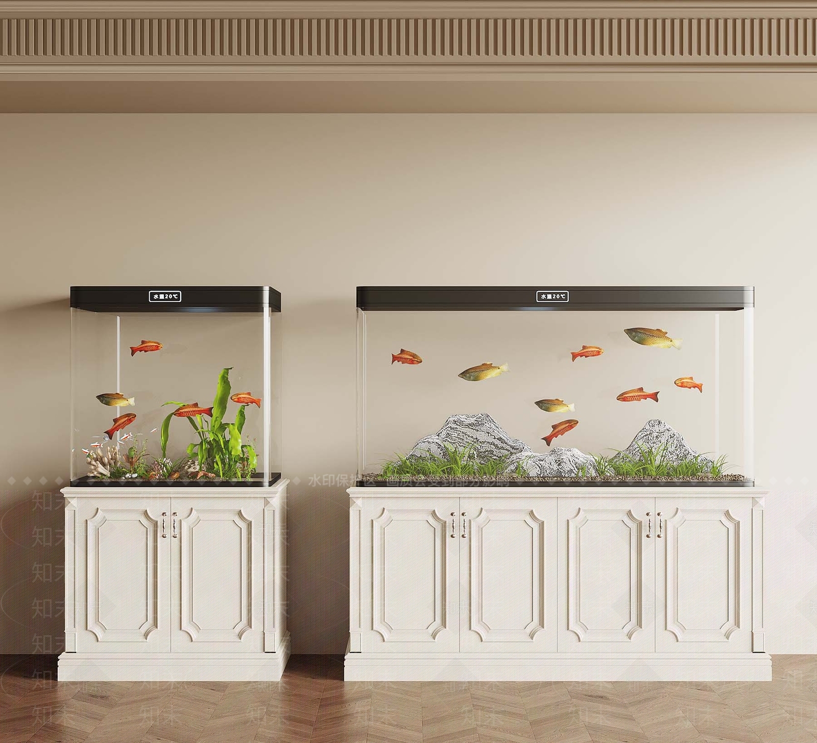 法式鱼缸3D模型下载【ID:1185692313】