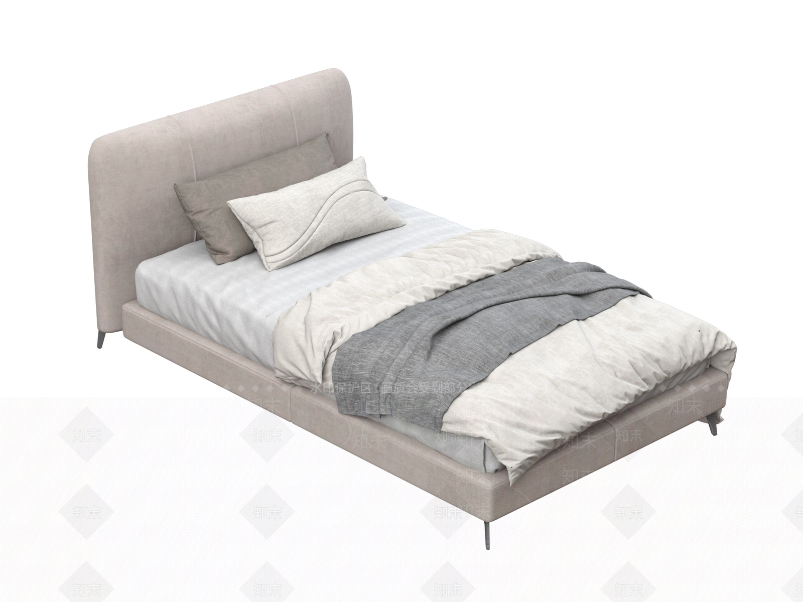 单人床3D模型下载【ID:1185693346】