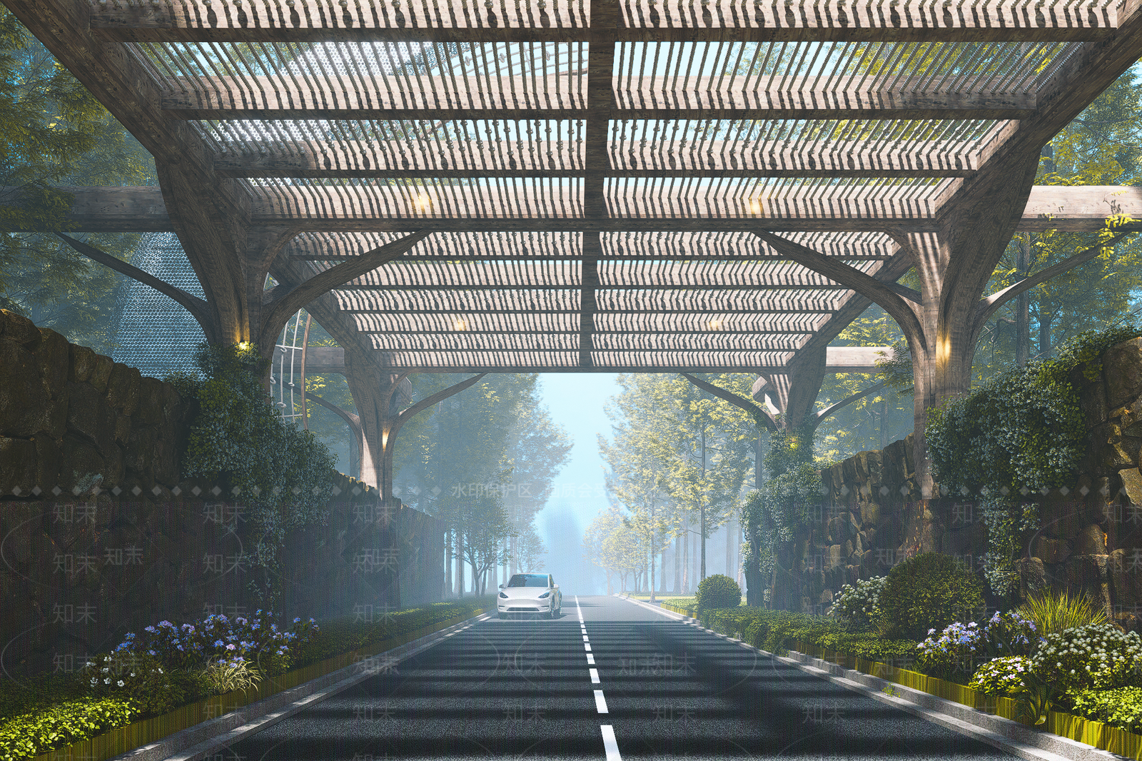 原木入口大门SU模型下载【ID:1186172685】