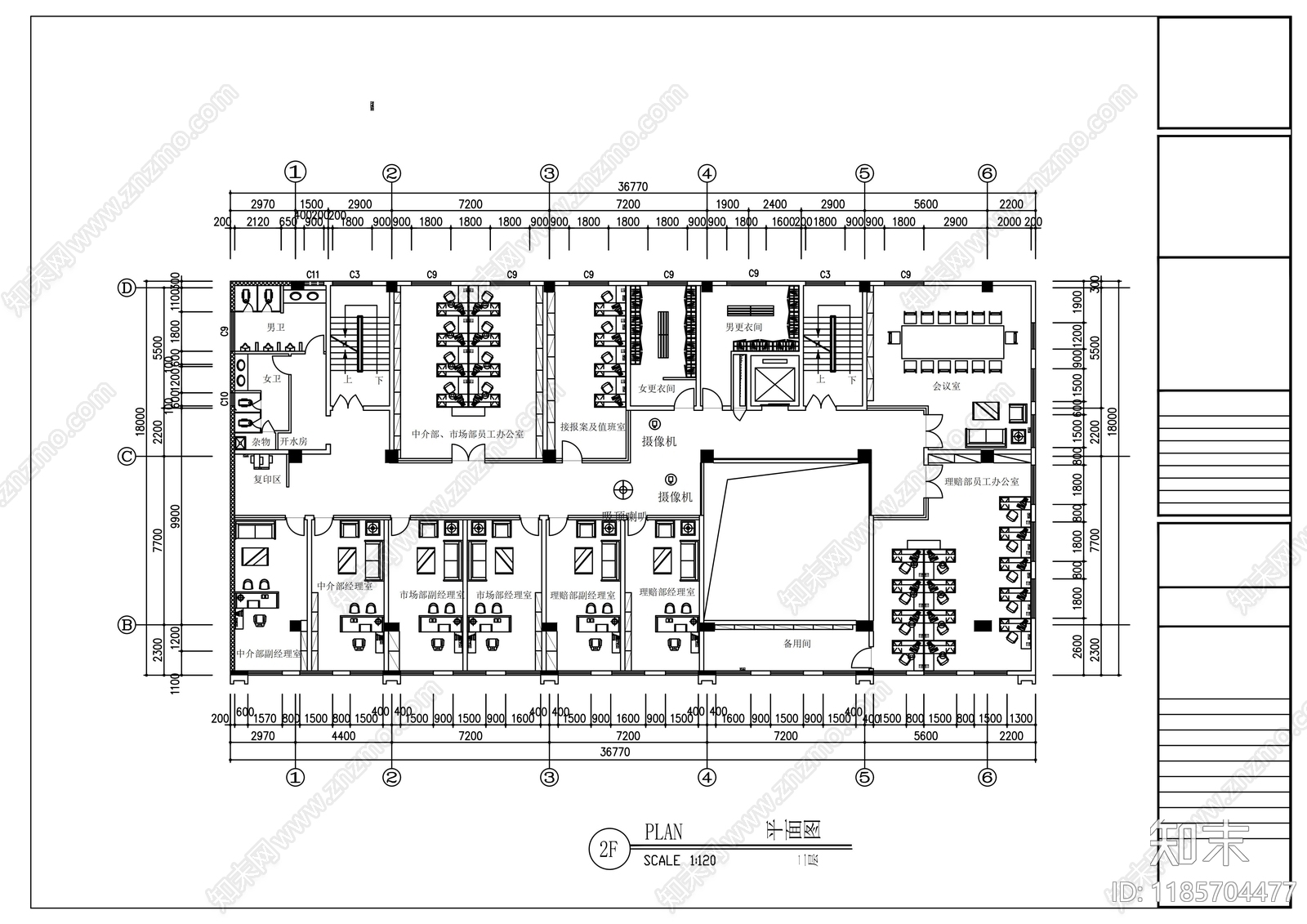 现代整体办公空间cad施工图下载【ID:1185704477】