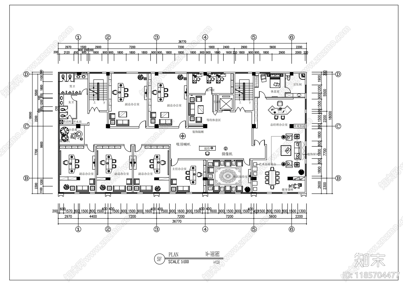 现代整体办公空间cad施工图下载【ID:1185704477】