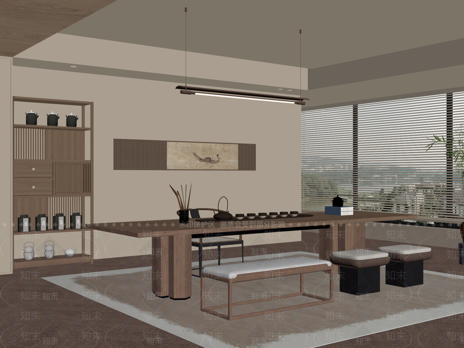 新中式茶室SU模型下载【ID:1185705123】