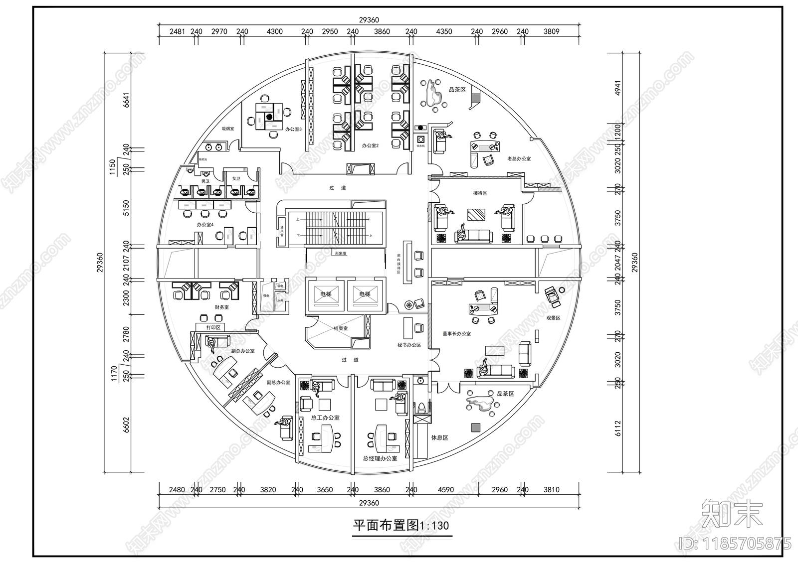 现代整体办公空间cad施工图下载【ID:1185705875】