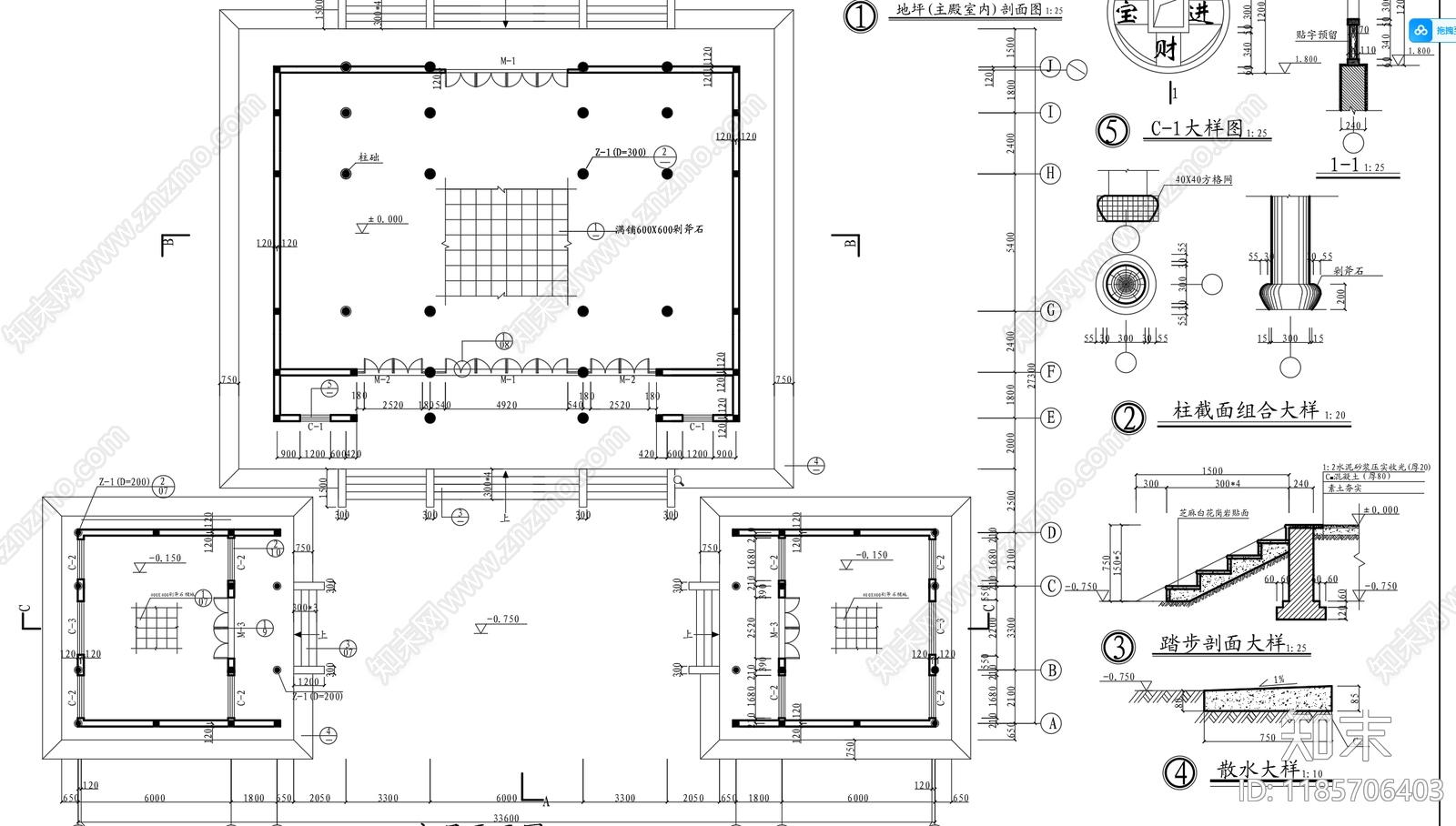 中式禅意古建施工图下载【ID:1185706403】