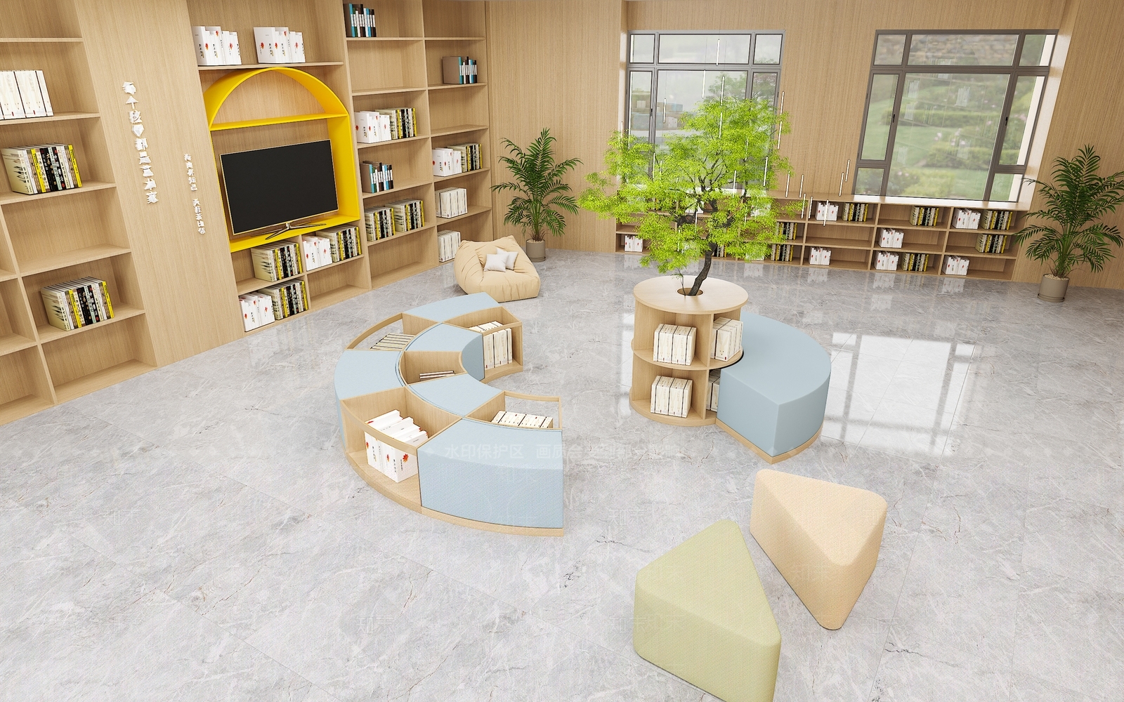 现代图书馆3D模型下载【ID:1185706801】