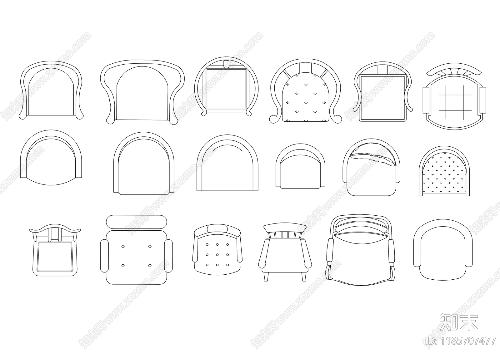 现代椅子施工图下载【ID:1185707477】