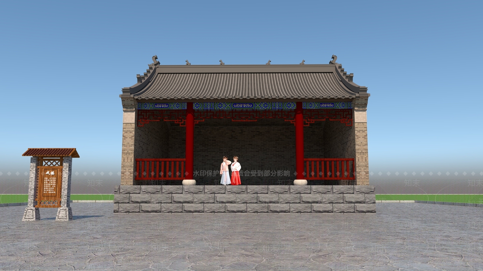 中式古建3D模型下载【ID:1185707927】