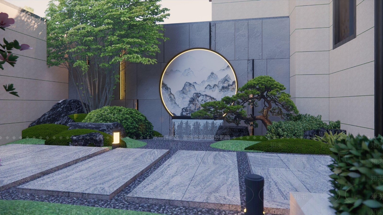 新中式别墅庭院SU模型下载【ID:1185709103】