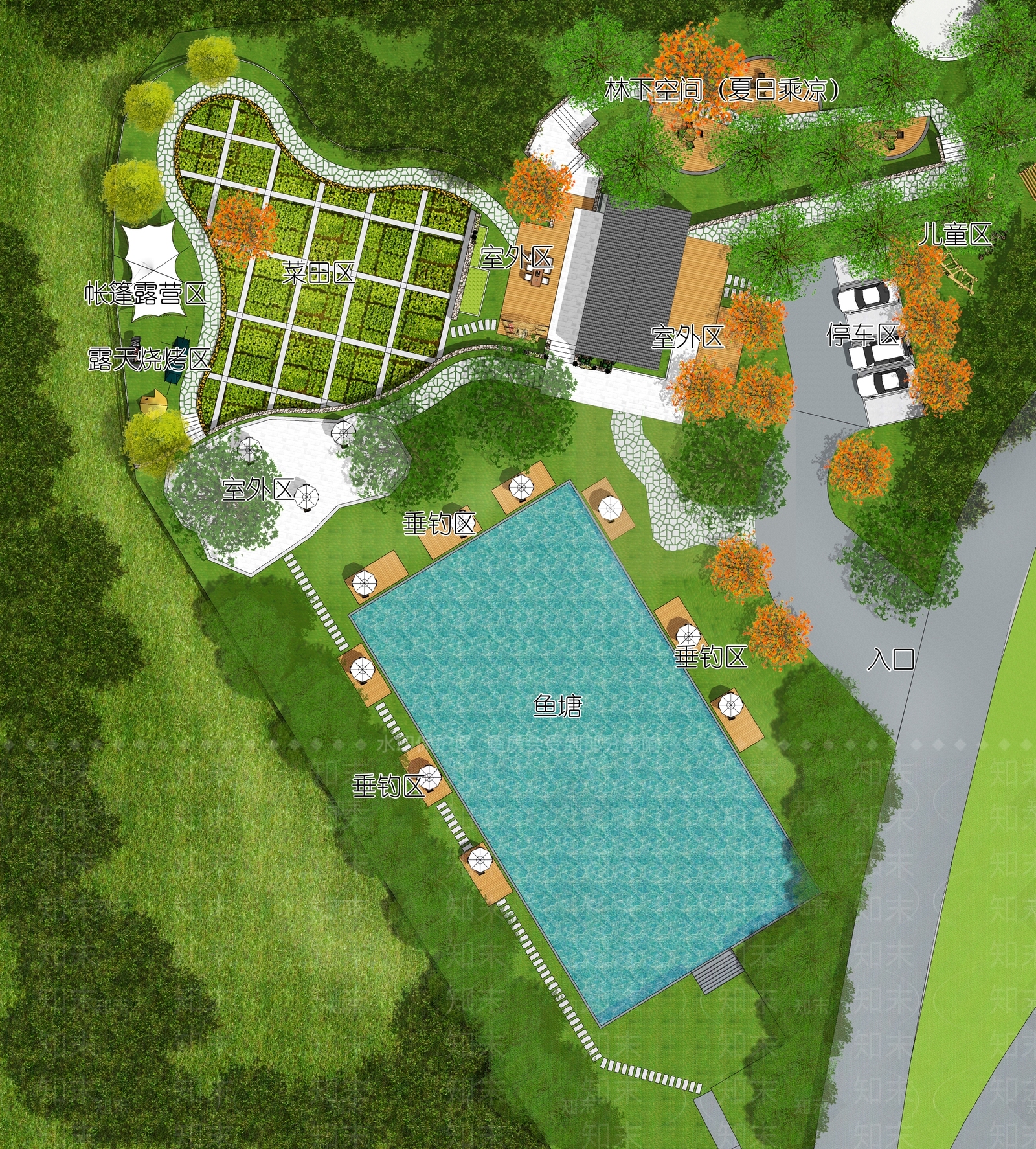 简约禅意乡村庭院SU模型下载【ID:1185709746】