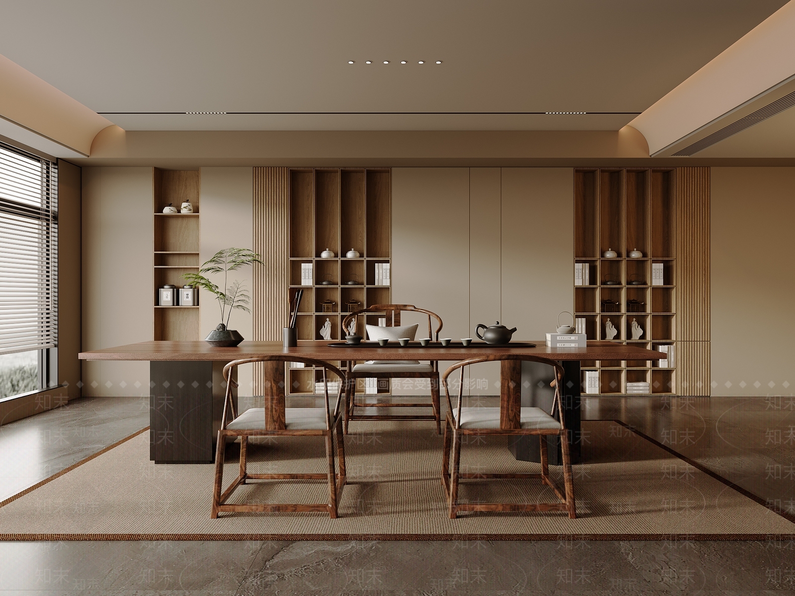 新中式中古茶室SU模型下载【ID:1185712952】