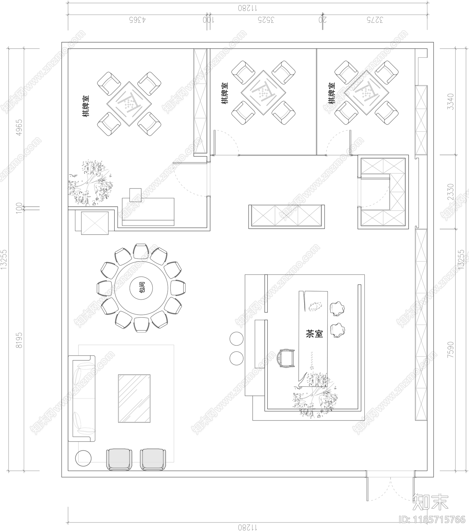 现代会所cad施工图下载【ID:1185715766】