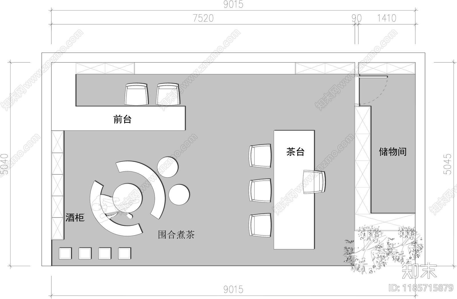 现代茶馆施工图下载【ID:1185715879】