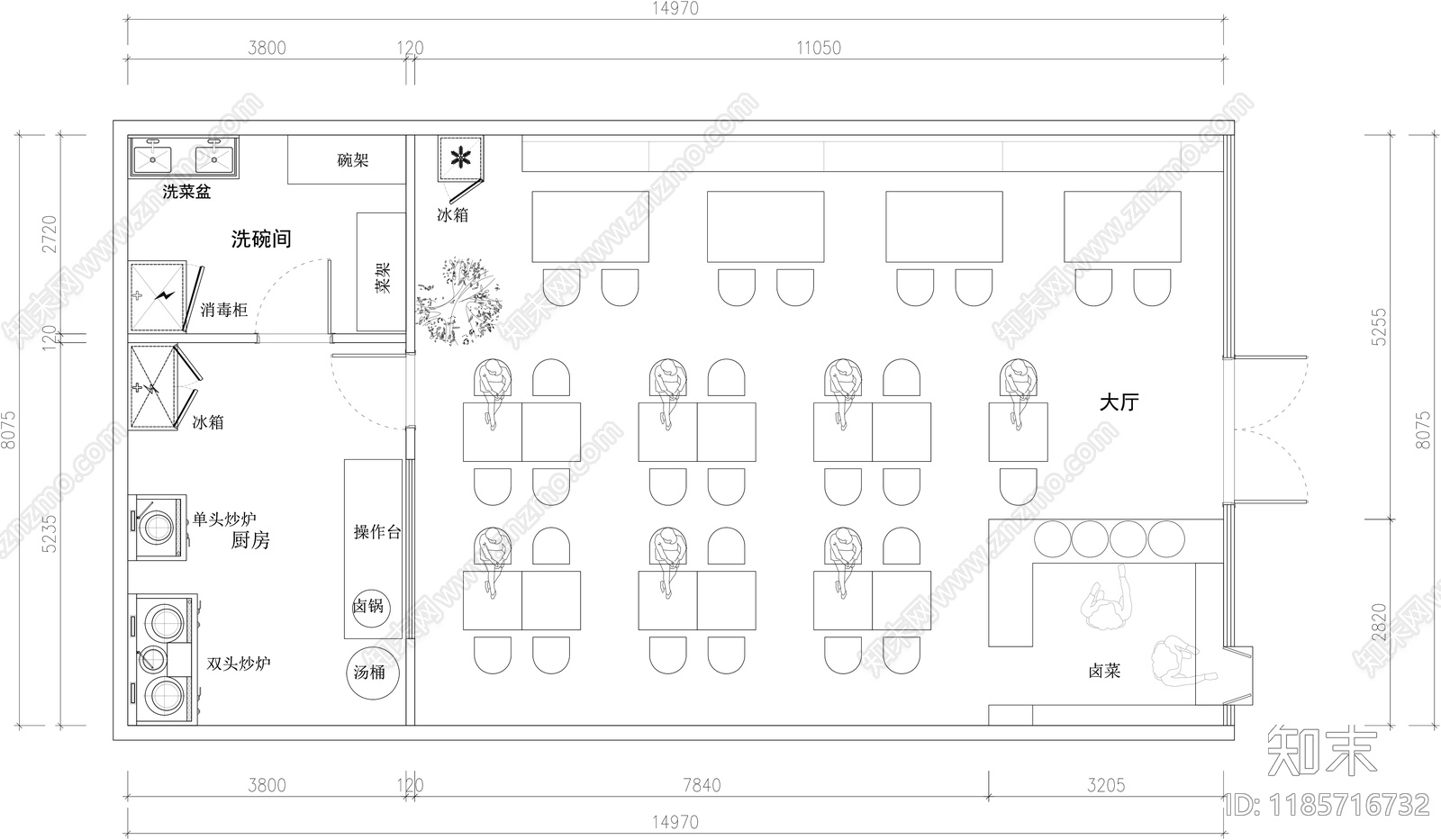现代其他餐饮空间cad施工图下载【ID:1185716732】