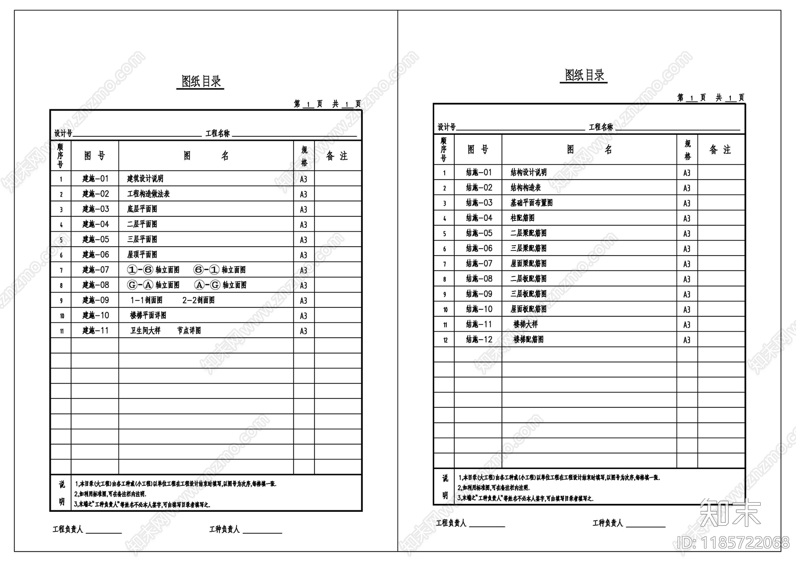 现代设计说明cad施工图下载【ID:1185722068】