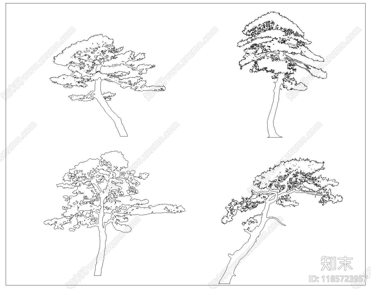 新中式中式综合植物图库cad施工图下载【ID:1185723957】