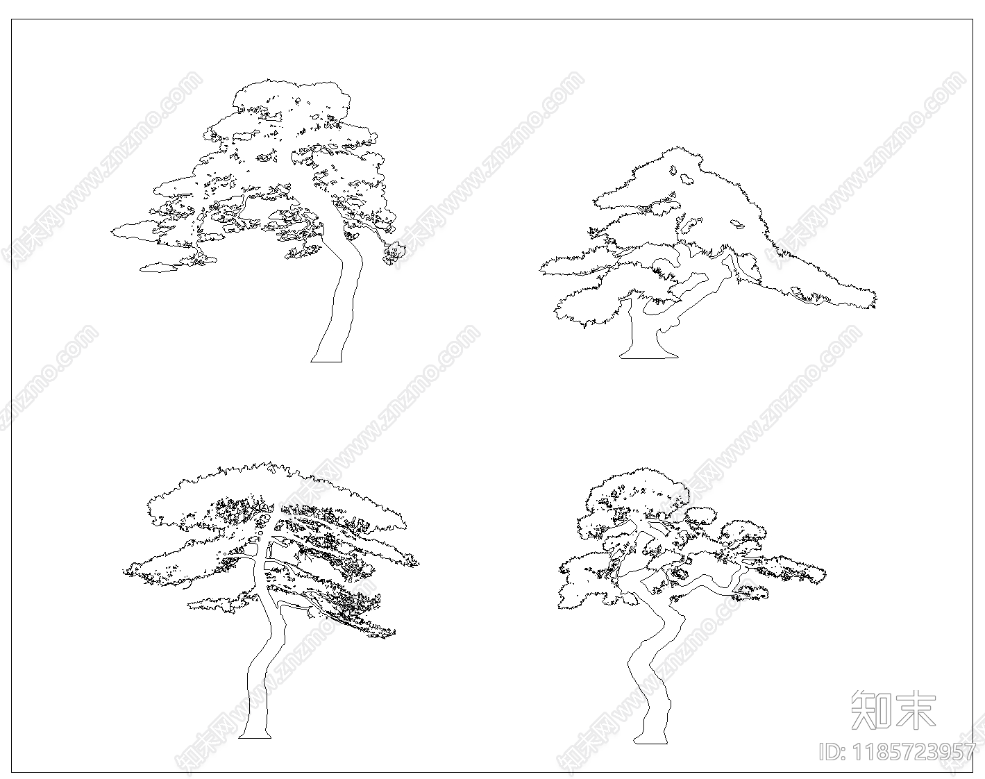 新中式中式综合植物图库cad施工图下载【ID:1185723957】