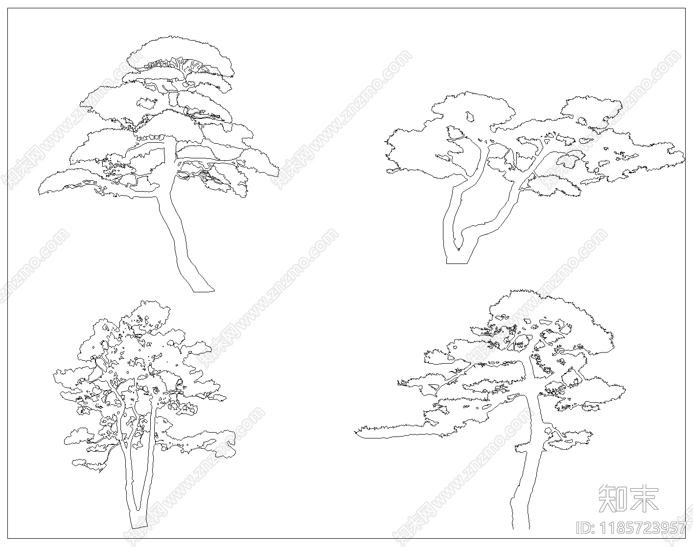 新中式中式综合植物图库cad施工图下载【ID:1185723957】